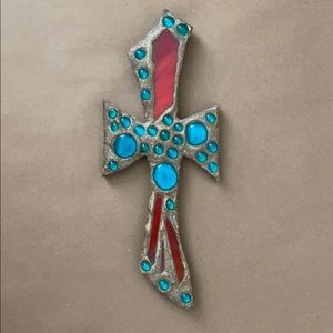 Wall Art- Red and Blue Mosaic Cross